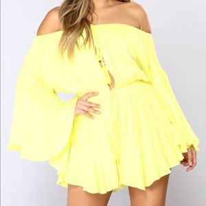 Yellow Romper Plunge neckline